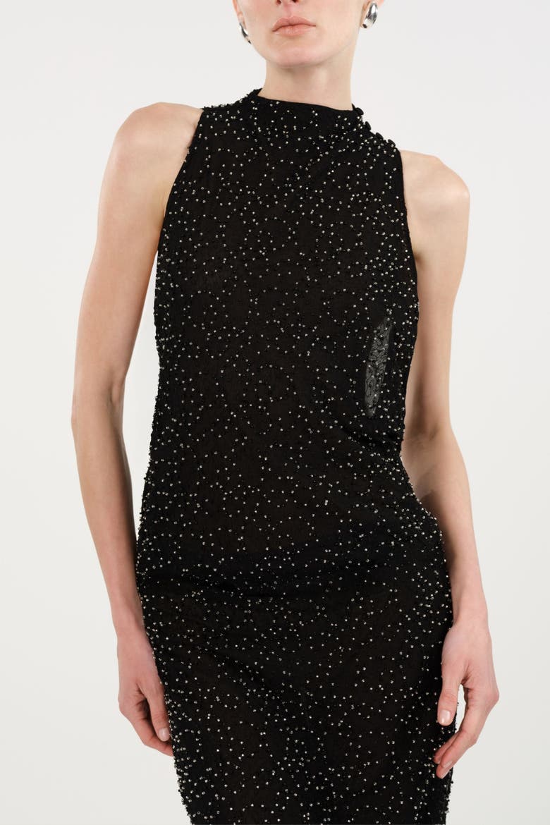 Stone-Embellished Maxi Dress, Alternate, color, Black