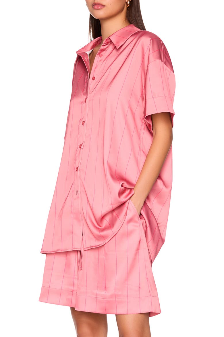 Oversize Stripe Button-Up Shirt, Alternate, color, ROSA