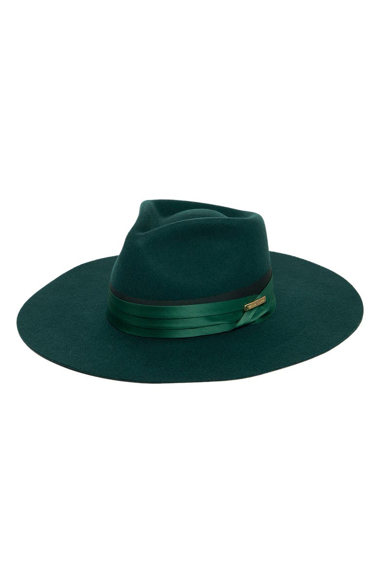 San Diego Hat x Trina Turk Wool Fedora, Main, color, Green