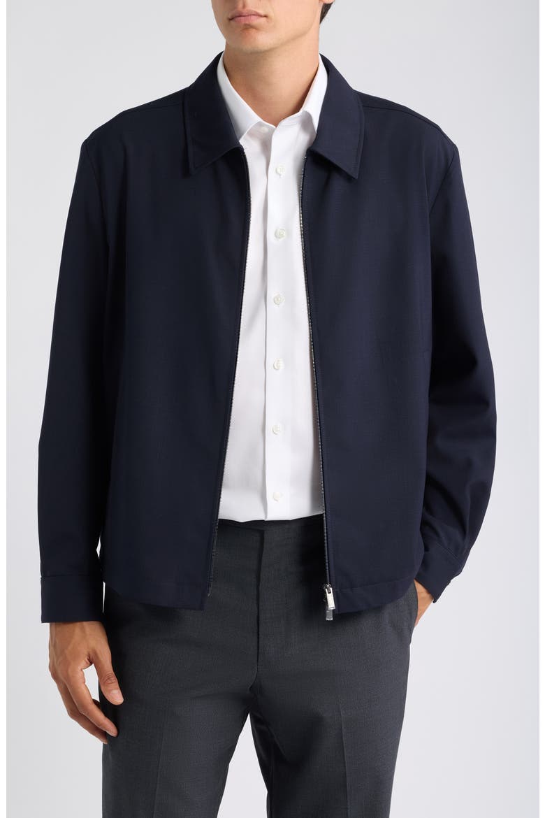 Virgin Wool Zip Jacket, Main, color, DARK BLUE