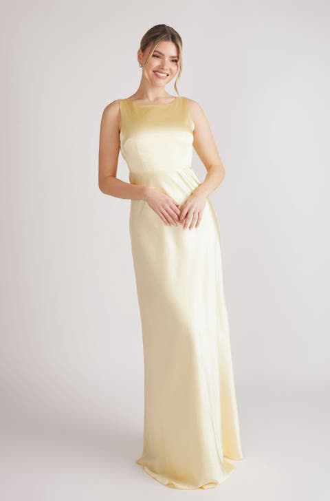 Cowl Back Satin Bridesmaid Dress