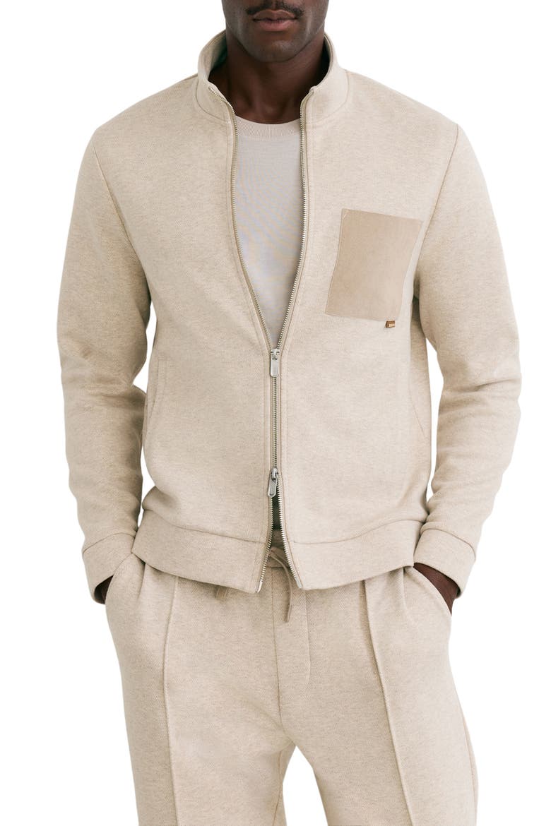 Herringbone Patch Pocket Zip Jacket, Main, color, OATMEAL MELANGE