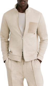 Reiss Herringbone Patch Pocket Zip Jacket