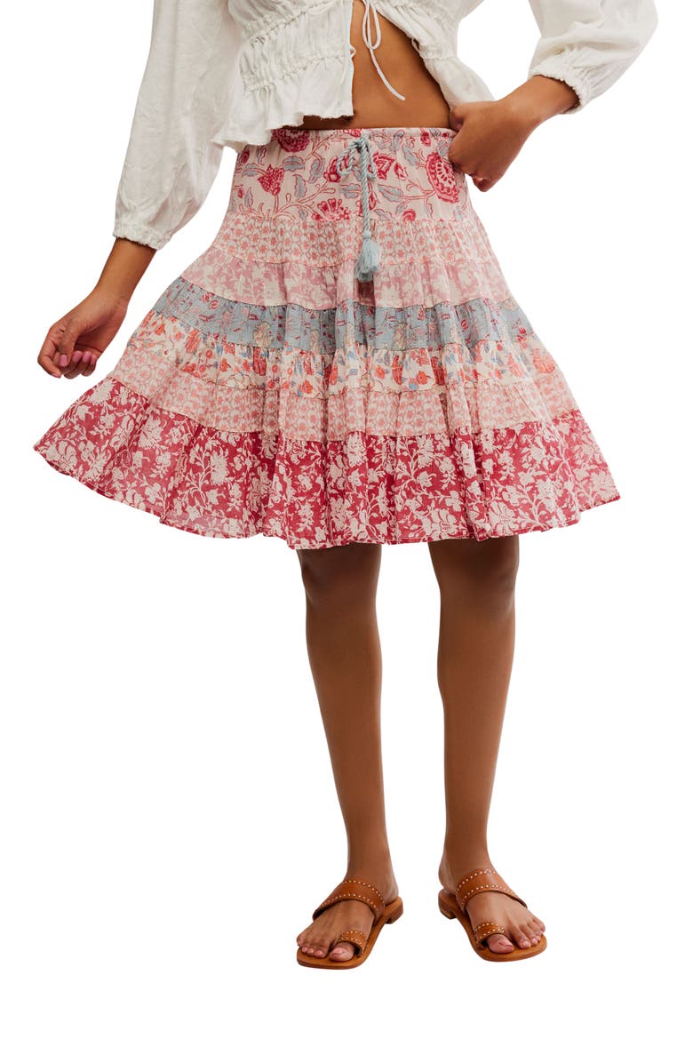 Free People Many Layers Mixed Print Tiered Cotton Skirt, Main, color,