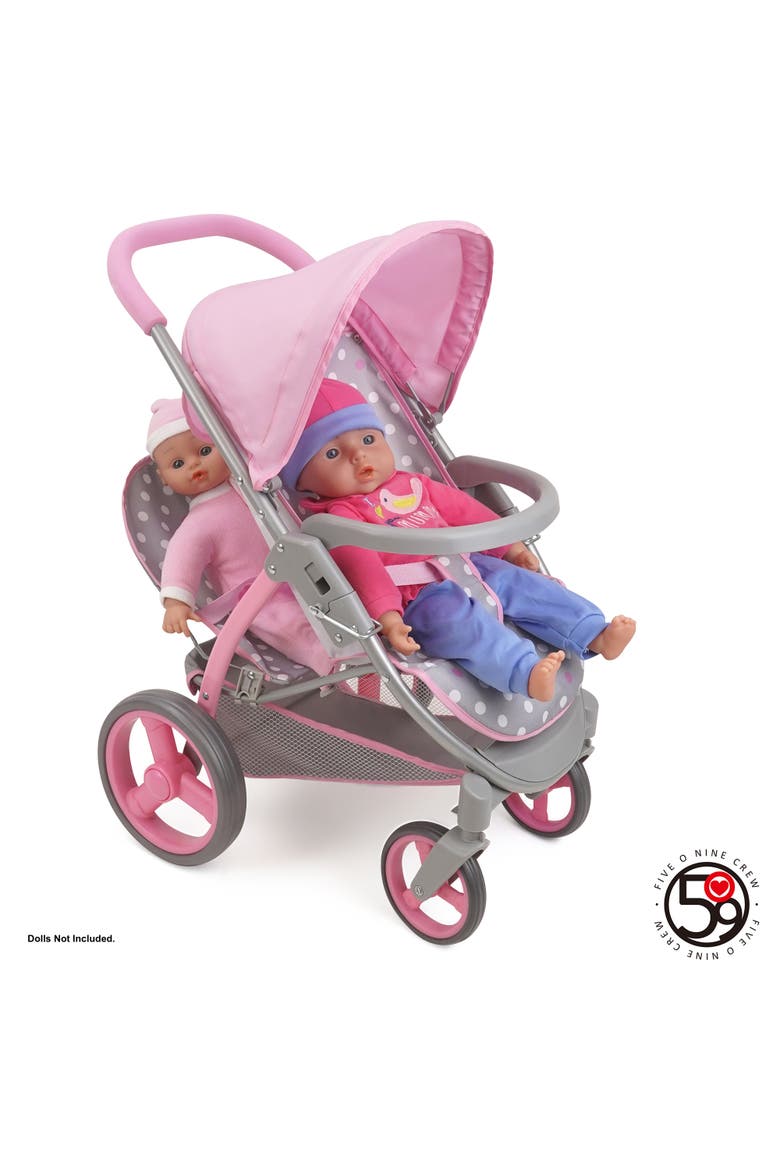 Twin Tandem Doll Stroller, Fits 2 Dolls 18", Alternate, color, Multicolored