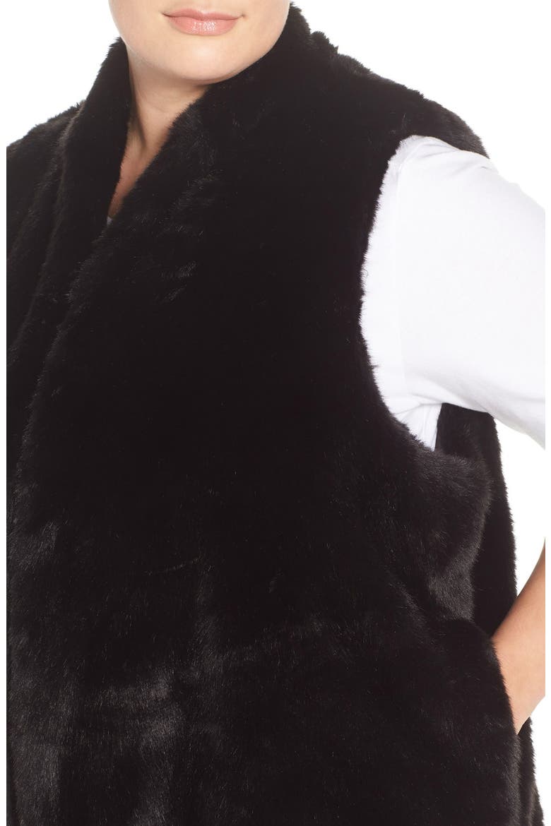 'Kya' Faux Fur Vest, Alternate, color, BLACK
