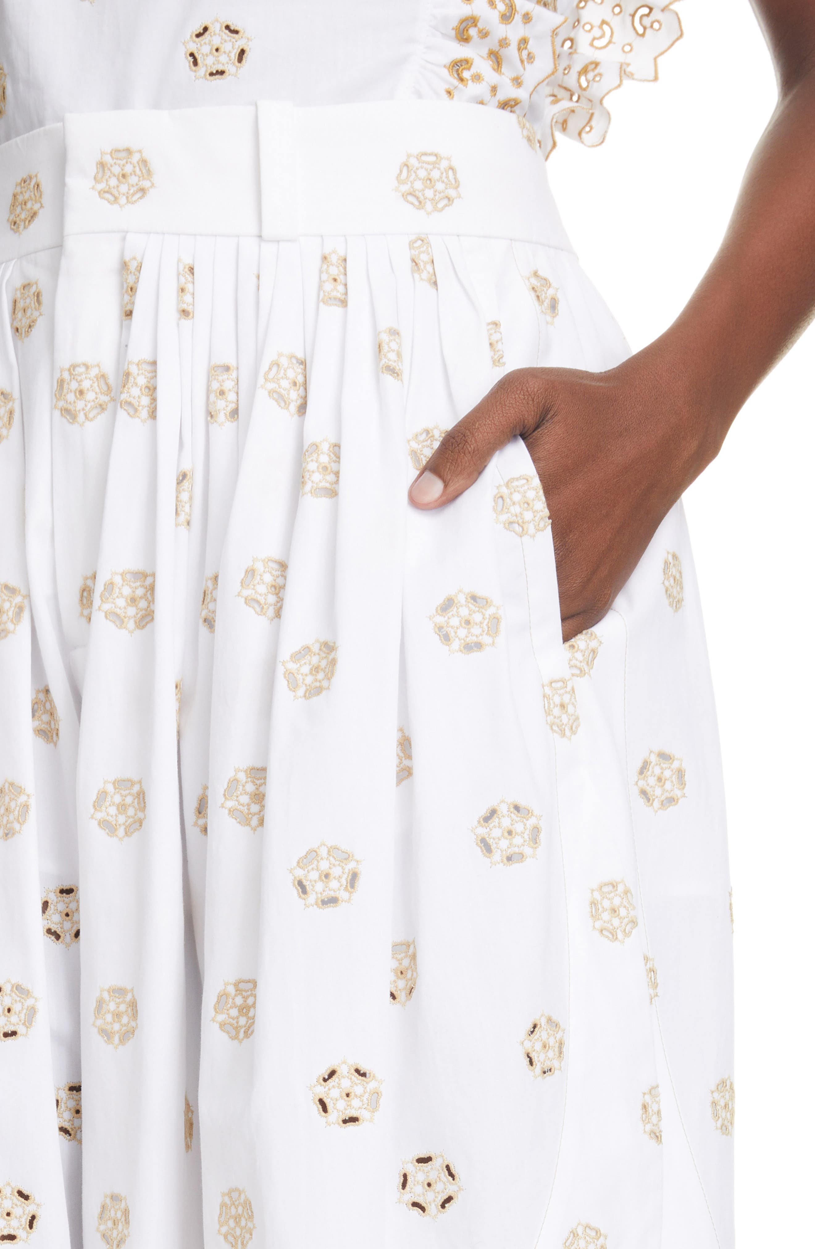 Chloé Flower Dot Embroidered Crop Pants (Women) | Nordstrom