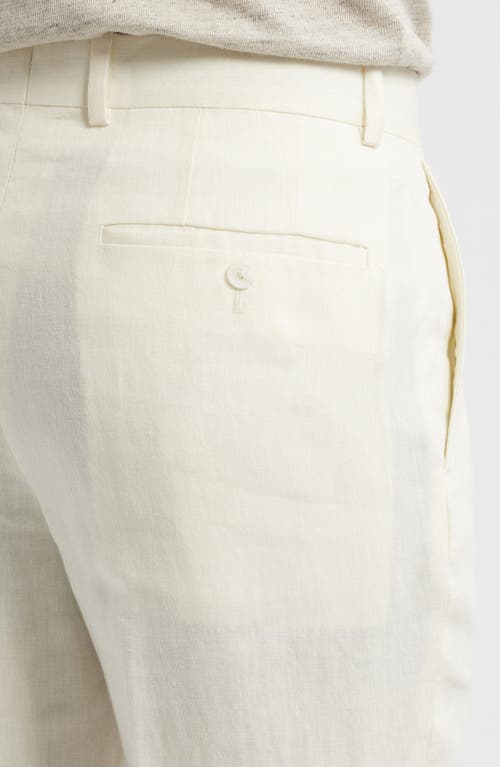 Nordstrom Trim Fit Flat Front Linen Dress Pants In Ivory Vanilla