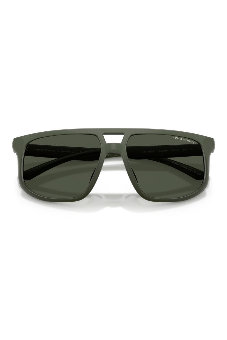 58mm Polarized Pilot Sunglasses, Alternate, color, MATTE GREEN / DARK GREEN POLAR
