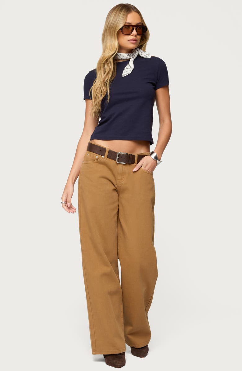 EDIKTED Natalie Stretch Cotton T-Shirt, Alternate, color, Navy