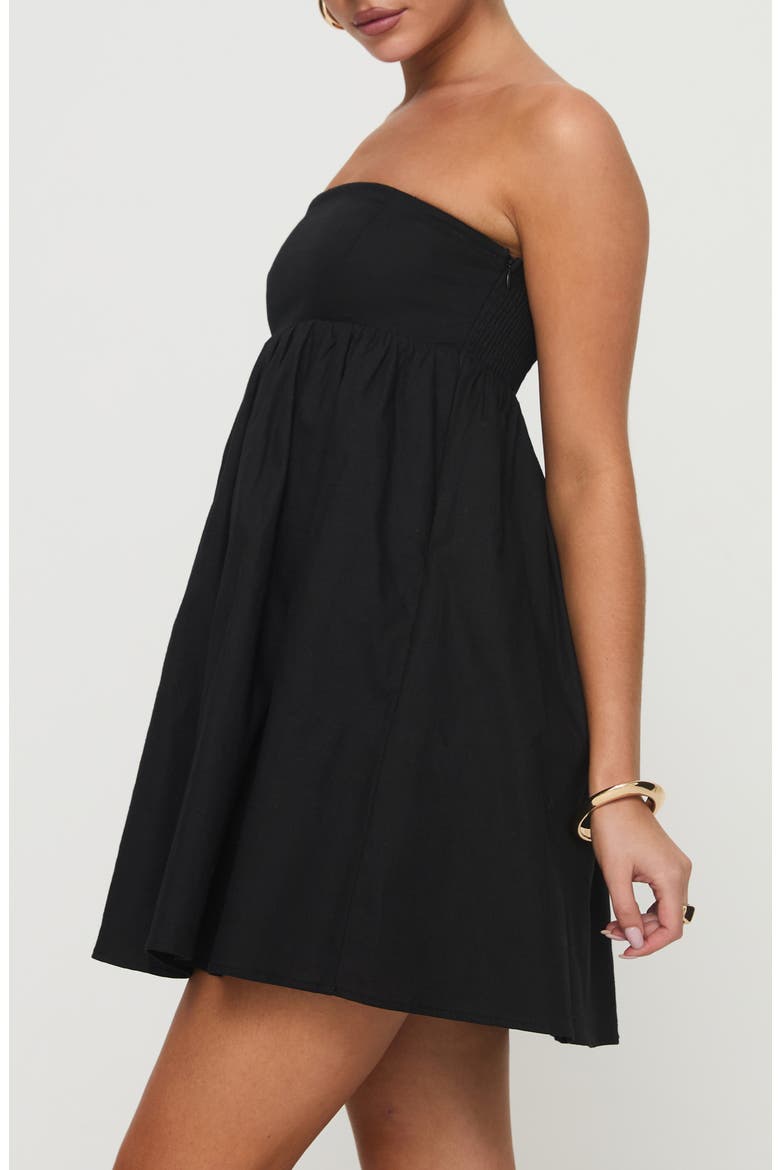 Osment Strapless Babydoll Minidress, Alternate, color, BLACK