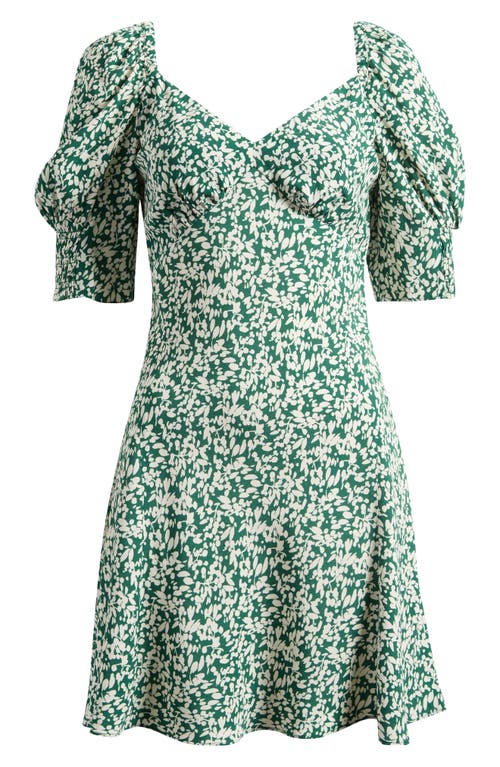 Madewell Seamed V-neck Minidress In Abstract Leaf Kelly Verdant Gr
