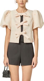 English Factory Bow Detail Puff Sleeve Top