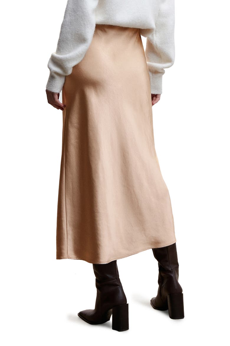 Satin Midi Skirt, Alternate, color, LIGHT BEIGE