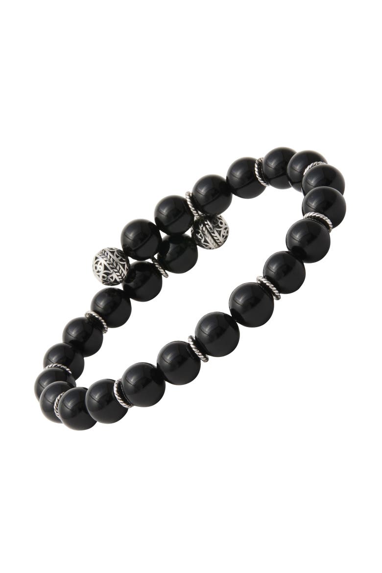 Spring Fit Gemstones 8mm Bracelet, Main, color, Black