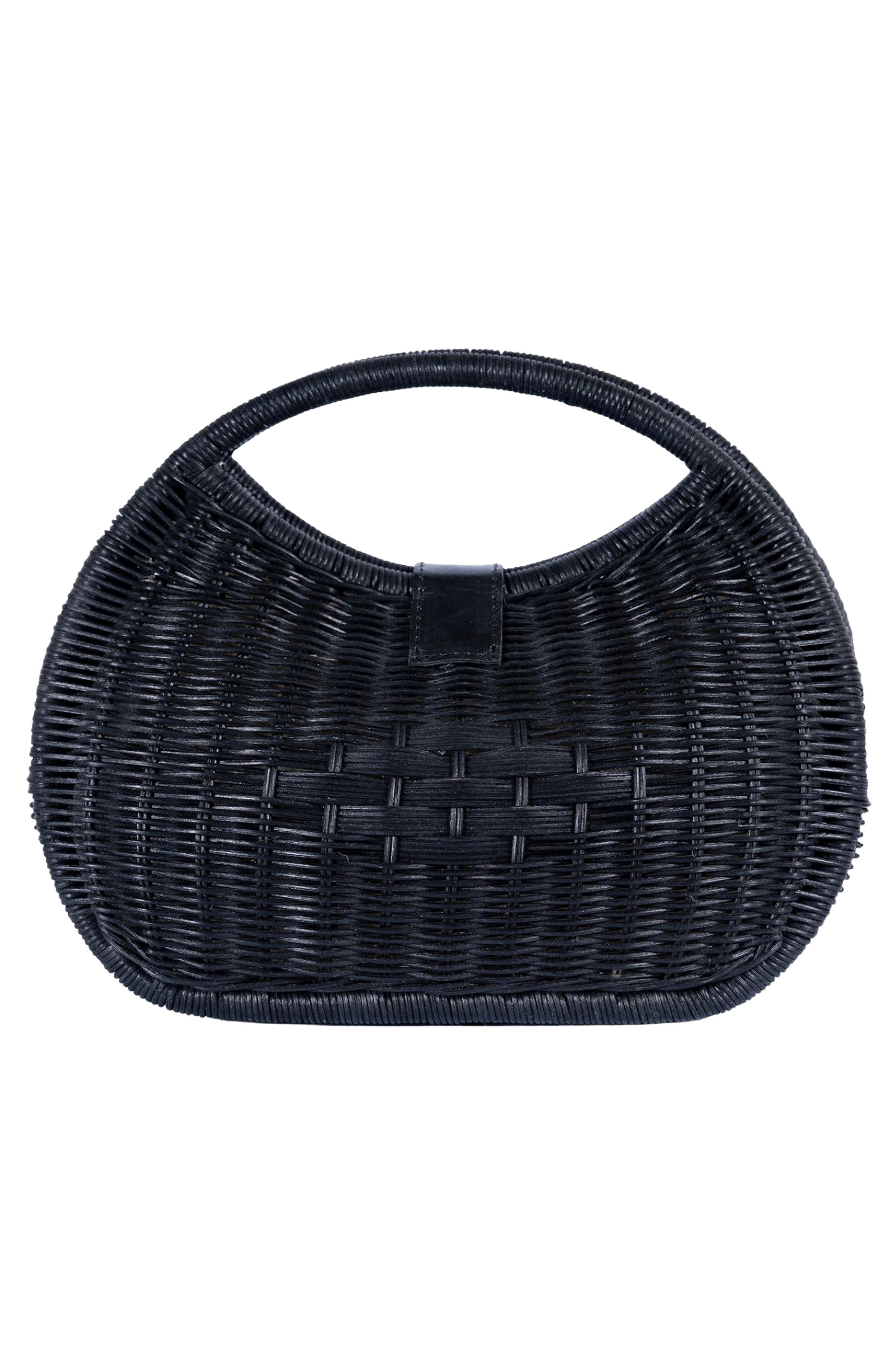 Jelavu Artemis Half Moon Rattan Hand Bag, Alternate, color, Black