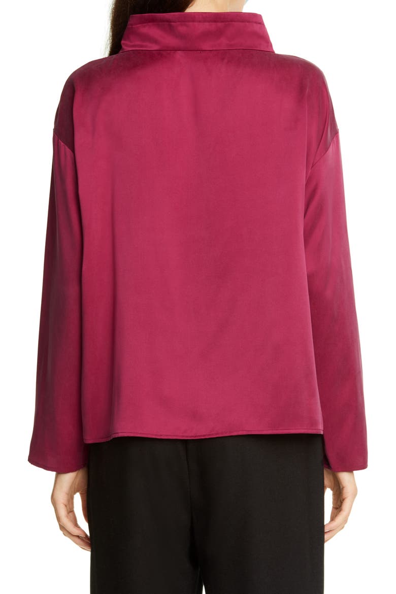 Drawstring Silk Top, Alternate, color, HIBISCUS