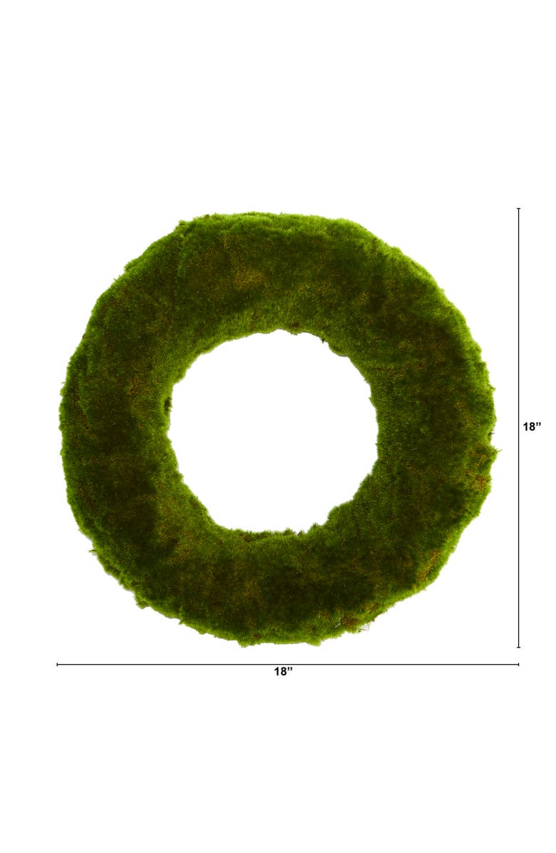 NEARLY NATURAL 18-in Moss Artificial Wreath, Alternate, color, Green
