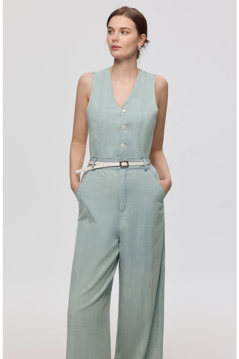 Nahla Chambray Jumpsuit, Alternate, color, Chambray Blue