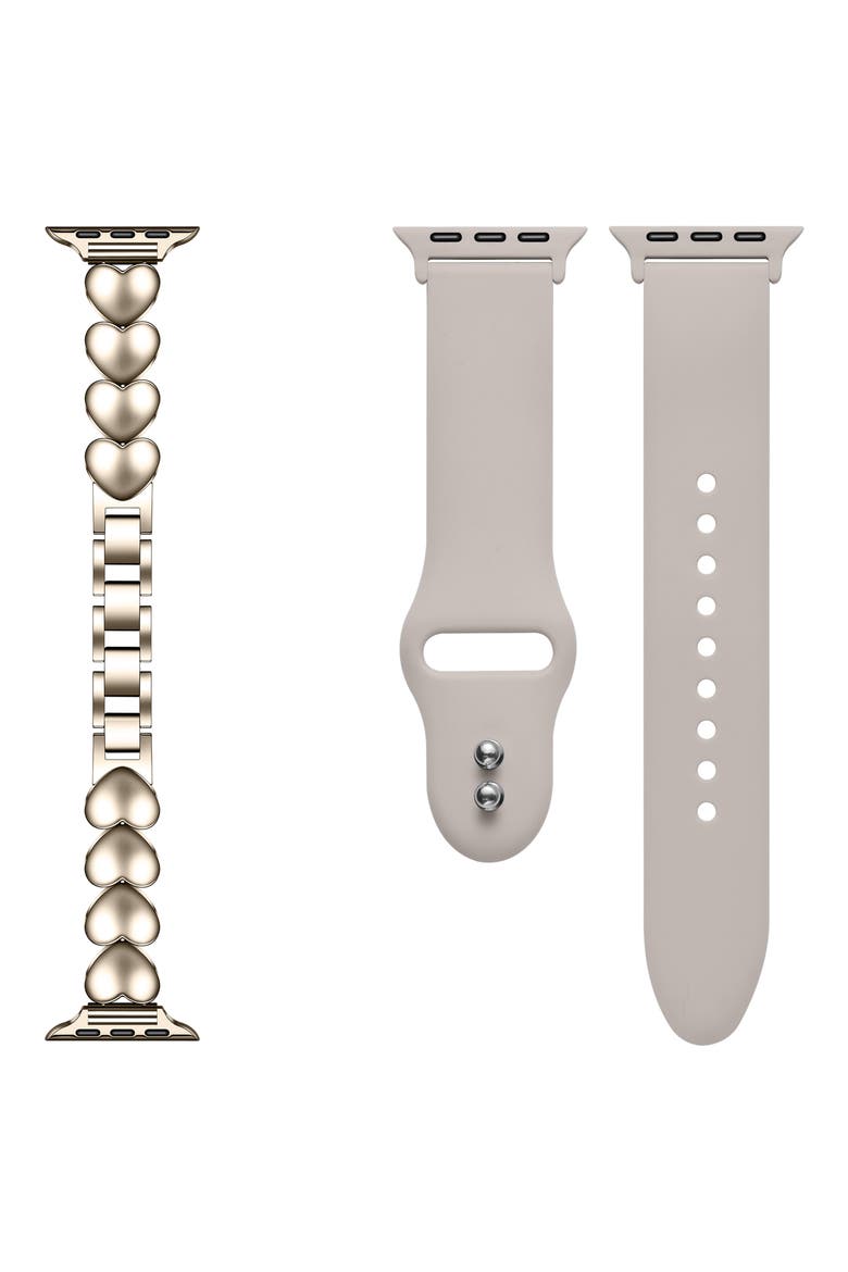 2-Pack Assorted Aphrodite Silicone Apple Watch® Watchbands, Main, color, PLATINUM