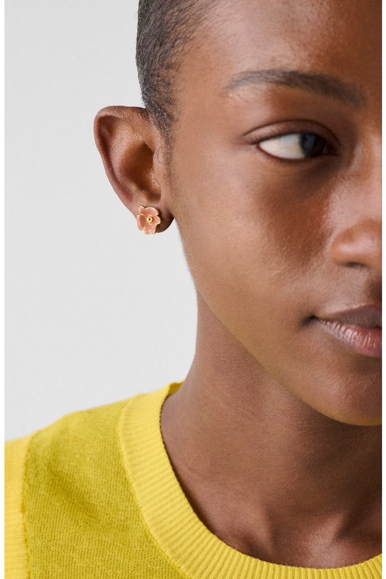 flower stud earrings, Alternate, color, PINK