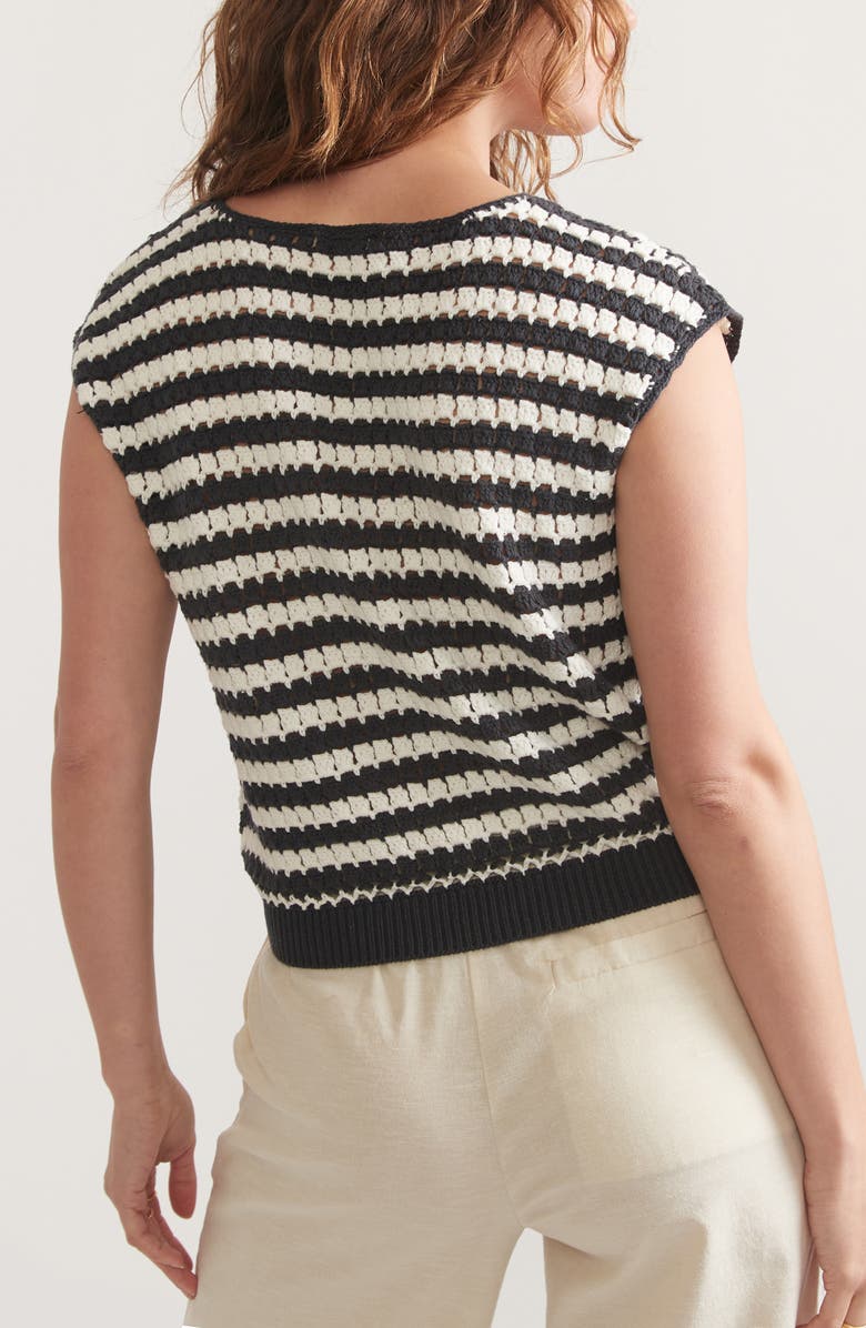 Marine Layer Faye Stripe Cap Sleeve Sweater, Alternate, color,