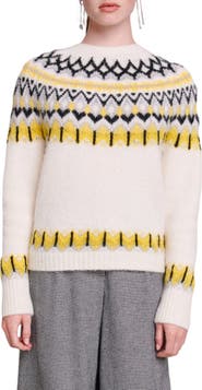 maje Mamonix Fair Isle Metallic Sweater