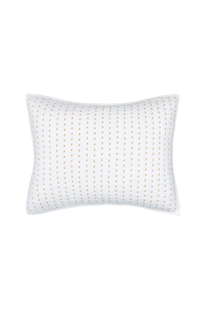 Hilton Ochre Cotton Standard Pillow Sham, Main, color, White
