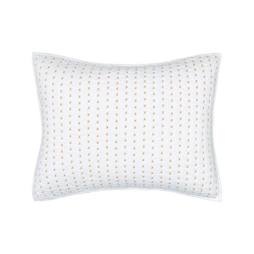 Carol & Frank Hilton Ochre Cotton Standard Pillow Sham In White