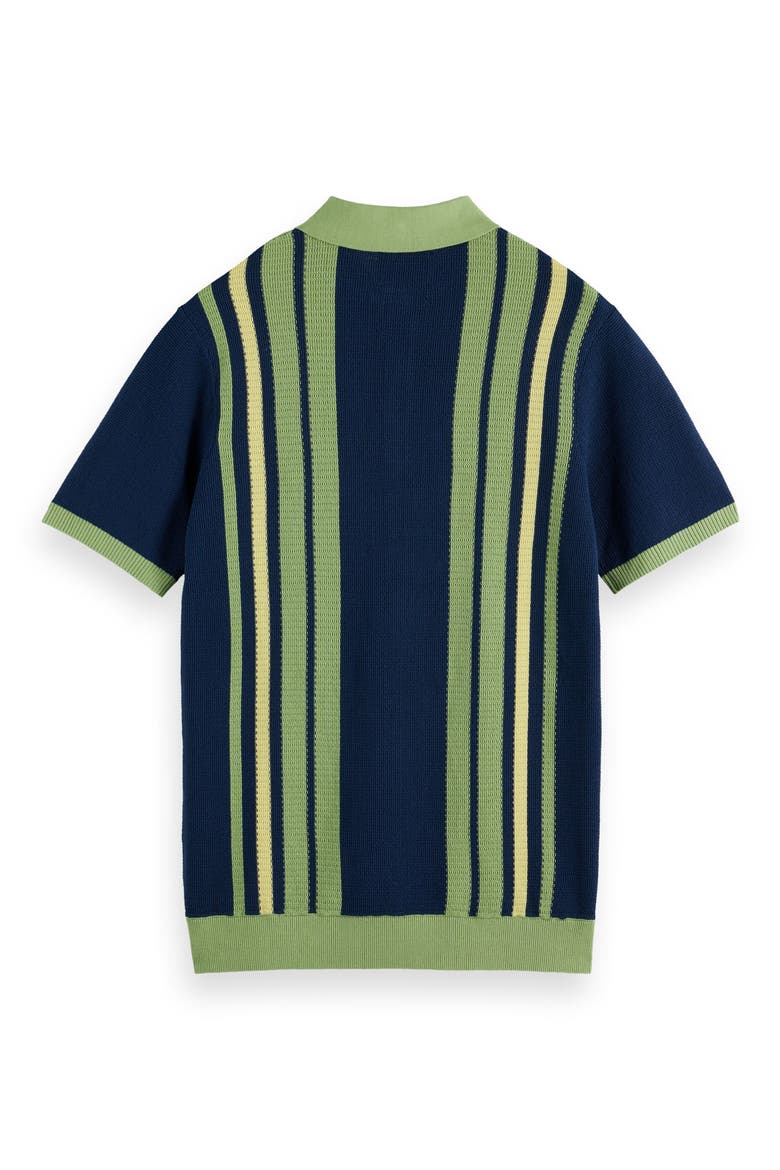 Stripe Textured Cotton Knit Polo, Alternate, color, ATLANTIC BLUE