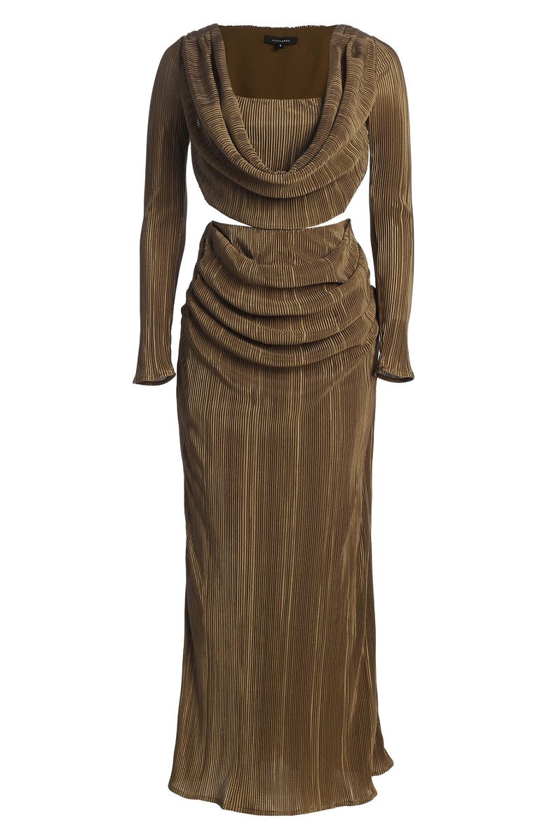 JLUXLABEL Haidyn Plissé Long Sleeve Crop Top & Maxi Skirt Set, Alternate, color,