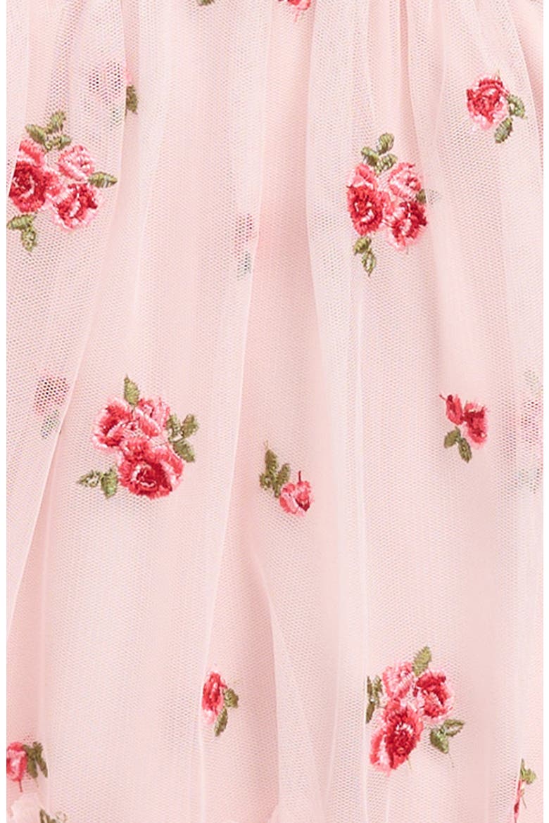 Kids' Floral Embroidered Mesh Tiered Party Dress, Alternate, color, PINK