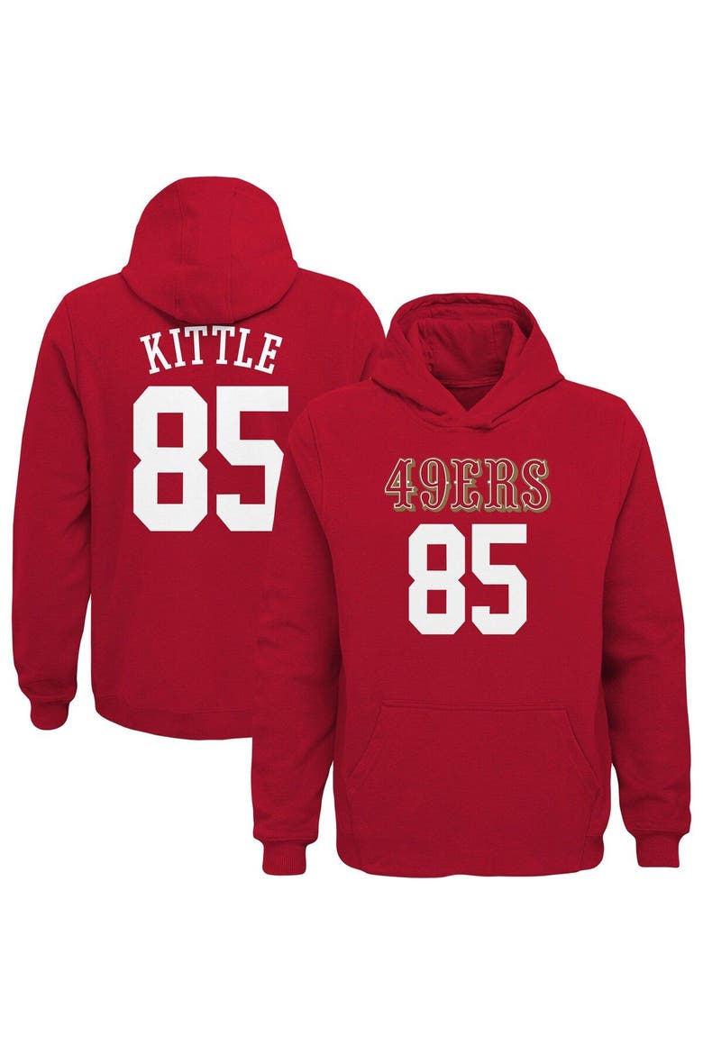 Youth George Kittle Scarlet San Francisco 49ers Mainliner Player Name & Number Pullover Hoodie, Main, color, Scarlet