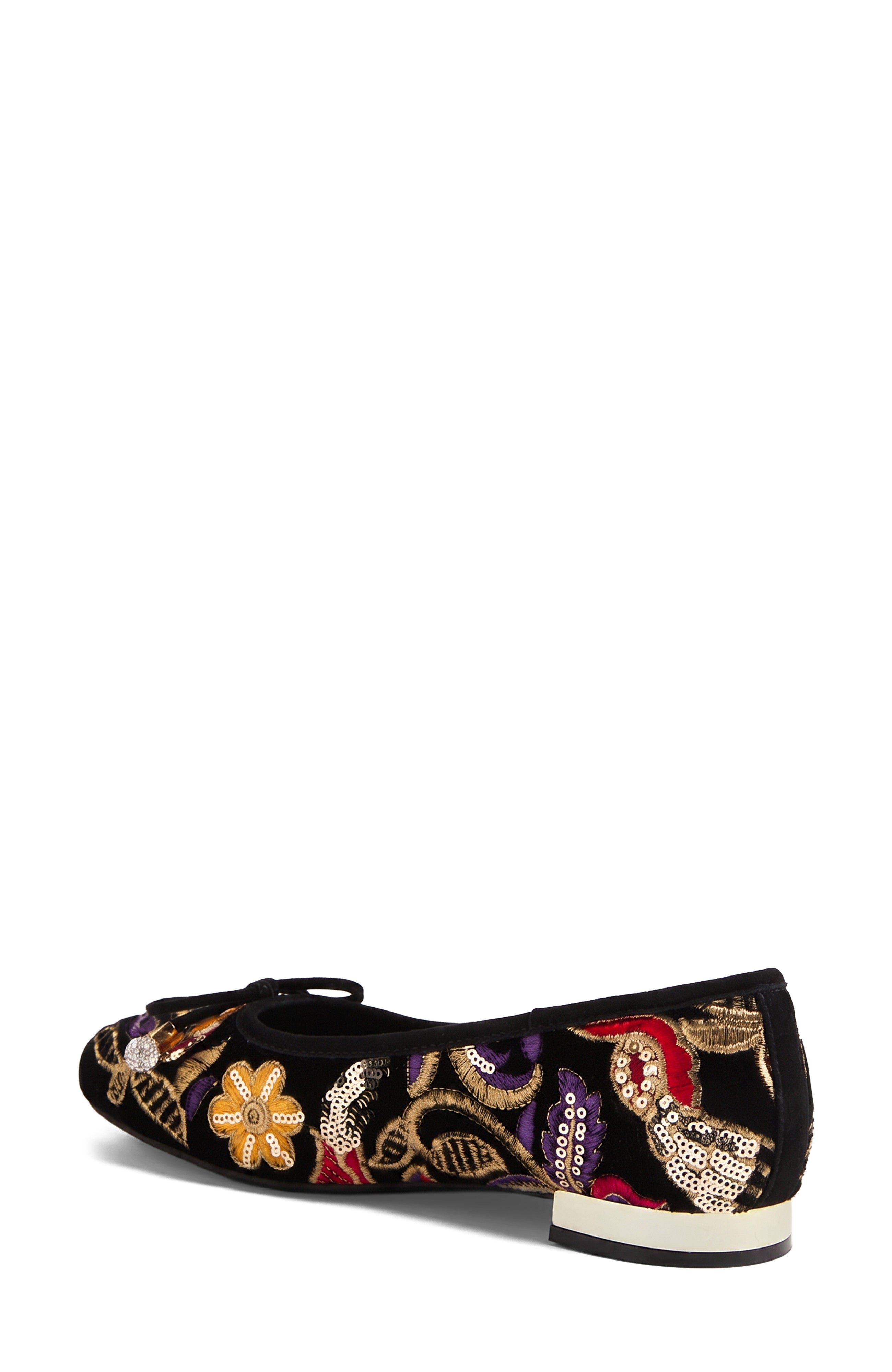 Foyar Embroidered Ballet Flat, Alternate, color, Black Embroidery Velvet