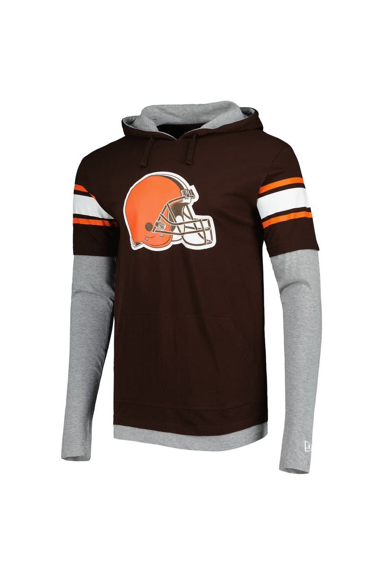 Men's New Era Brown Cleveland Browns Long Sleeve Hoodie T-Shirt, Alternate, color, Brown