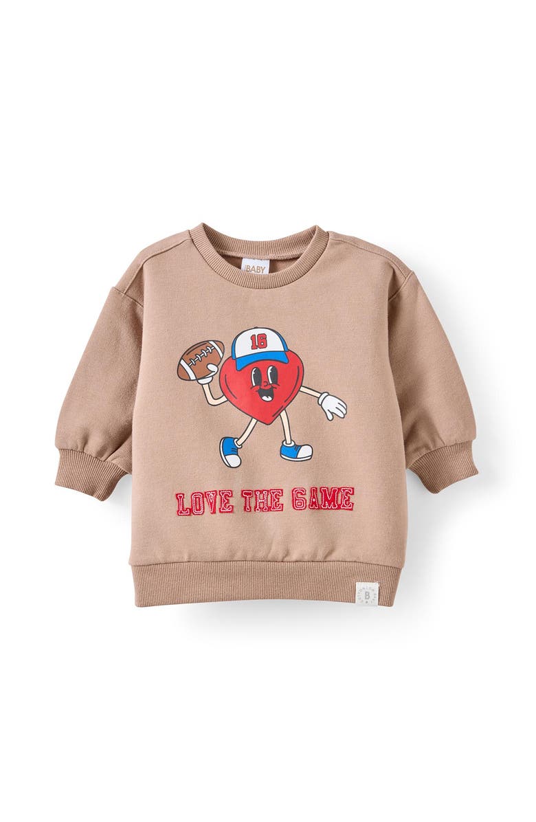 Cotton On Kids Riley Sweater, Main, color, Oatmilk Love The Game