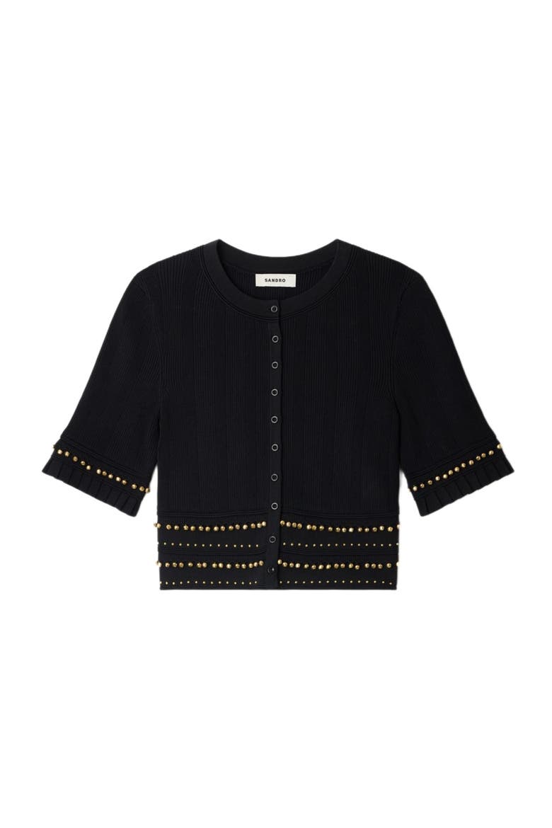 Cropped cardigan with tassels, Alternate, color, Black