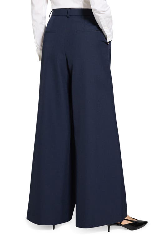 Theory Wool Blend Triple Pleat Pants In Nocturne Navy