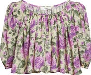 Chloé Rose Print Silk Crop Top