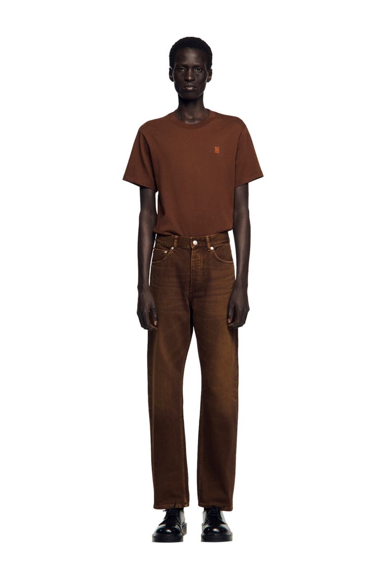 Regular washed-effect jeans, Alternate, color, Tobacco brown
