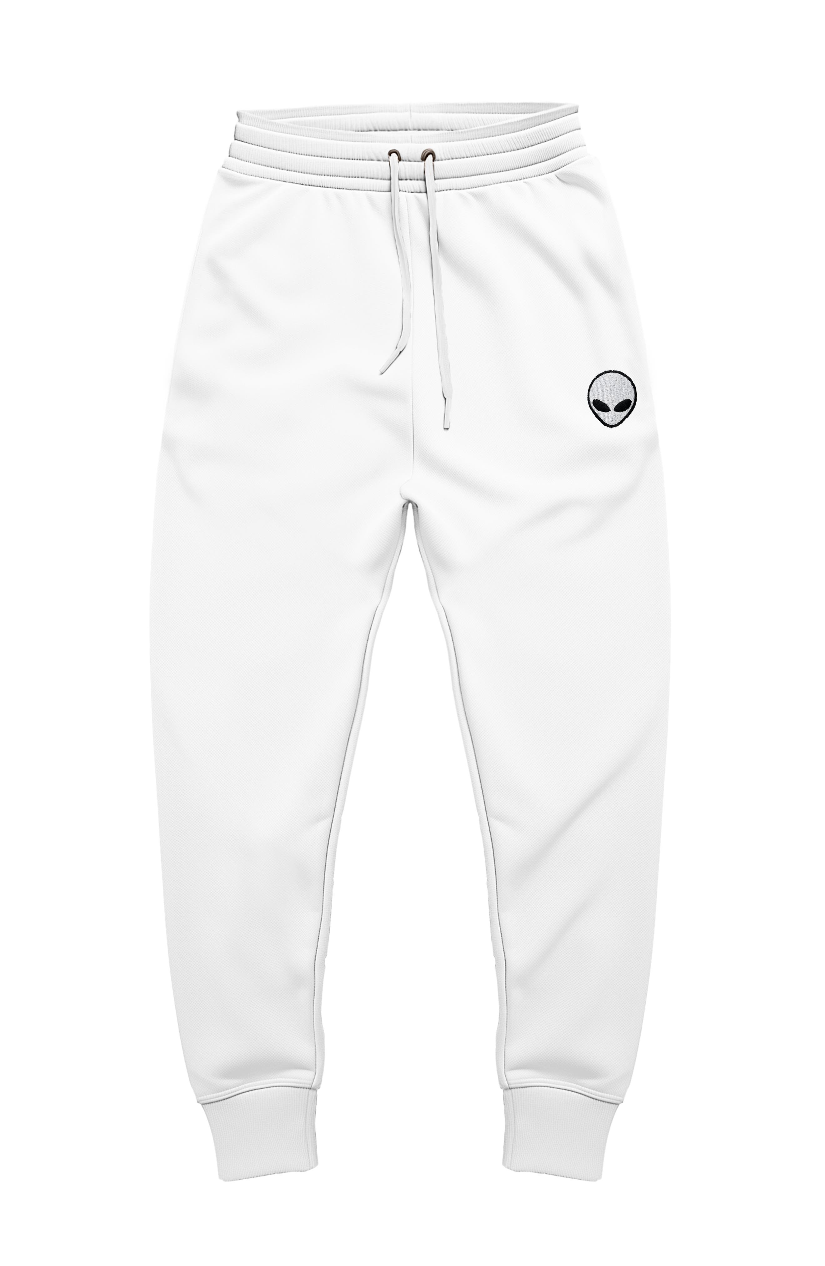 white fitted joggers