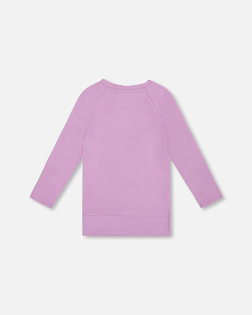 Deux Par Deux Super Soft Brushed Jersey Tunic With Llama In Purple