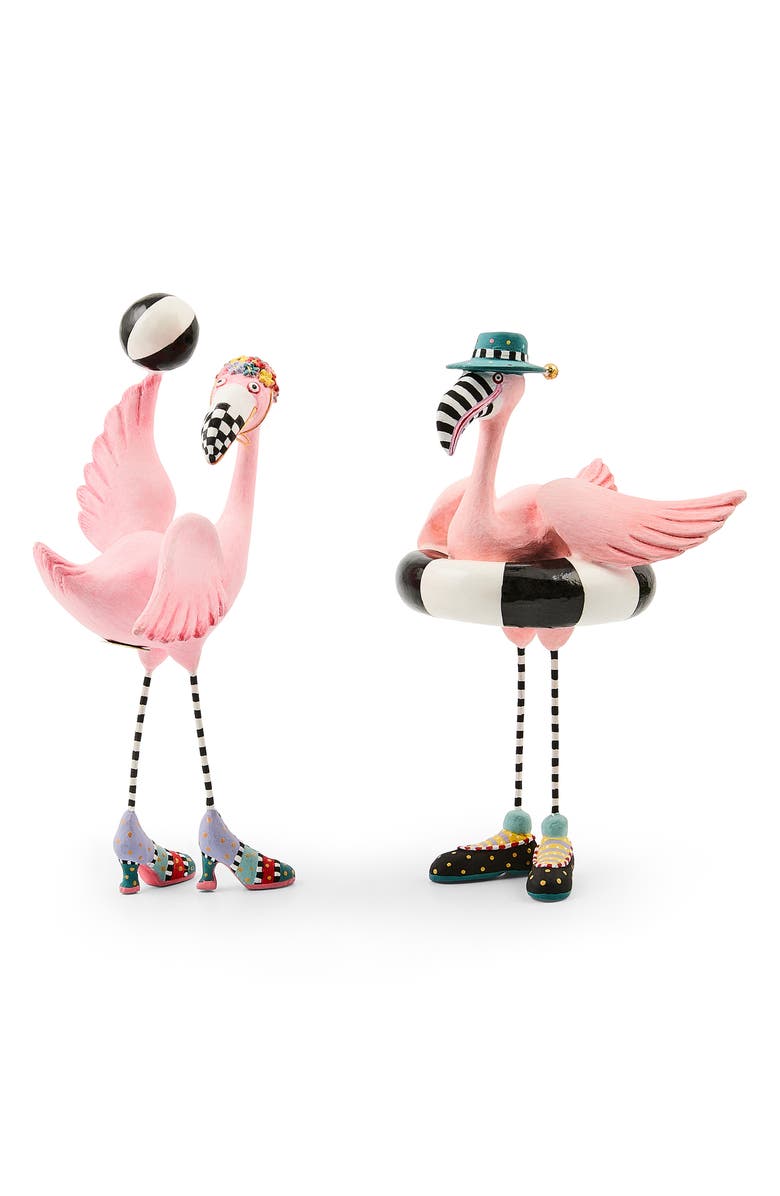 MACKENZIE CHILDS Patience Brewster Sheila & Sheldon Flamingo Figurines, Main, color, Pink