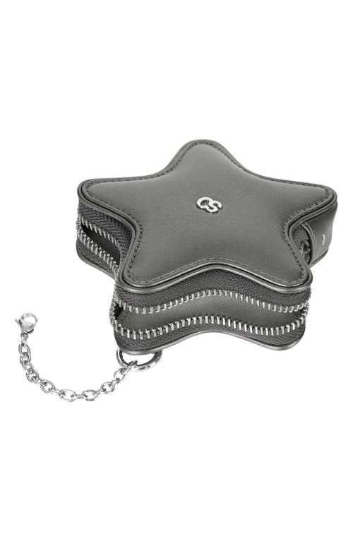 Stand Oil Star Faux Leather Airpods Case In Gray