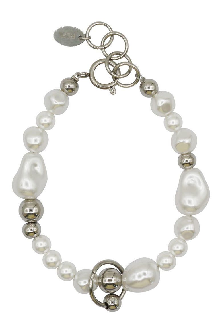 Liquid Faux Pearl Bracelet, Main, color, SILVER