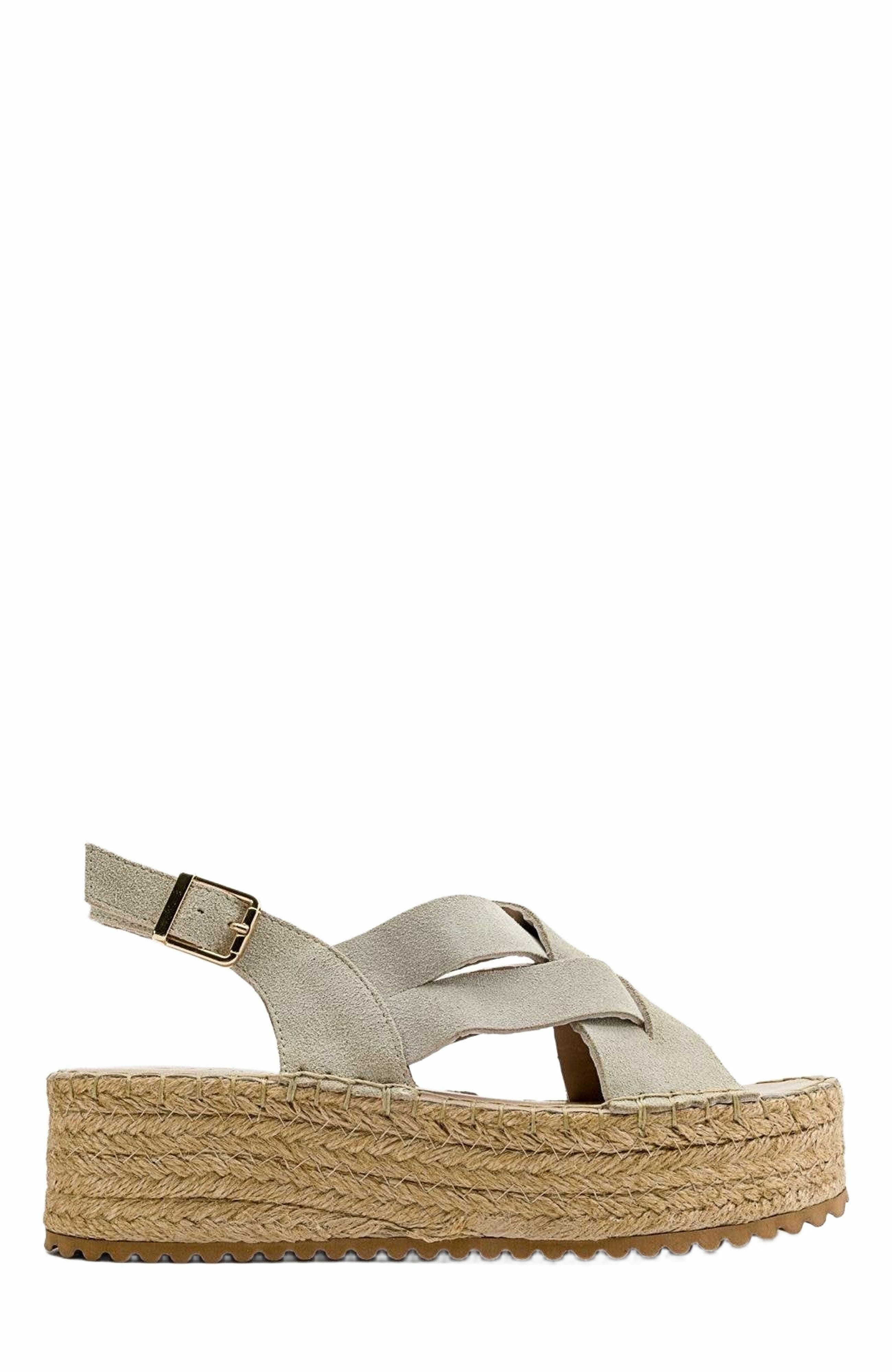 Forever & Always Shoes Lontano Suede Leather Platform Sandal, Alternate, color, Beige Suede Leather