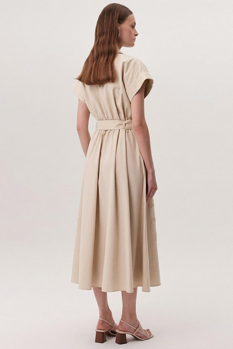 Kelsie Short Sleeve Midi Shirt Dress, Alternate, color, Cream