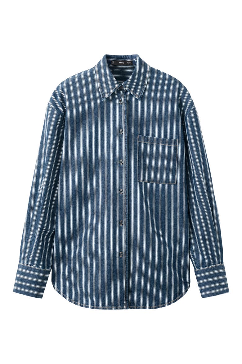 Stripe Oversize Denim Shirt, Alternate, color, BLUE