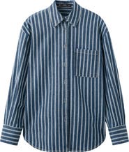 MANGO Stripe Oversize Denim Shirt