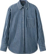 MANGO Stripe Oversize Denim Shirt